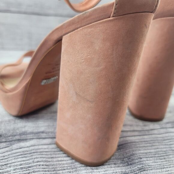 Schutz Women's Platform Block Heels Shoes Blush Suede Ankle Strap 8.5B - Picture 7 of 12